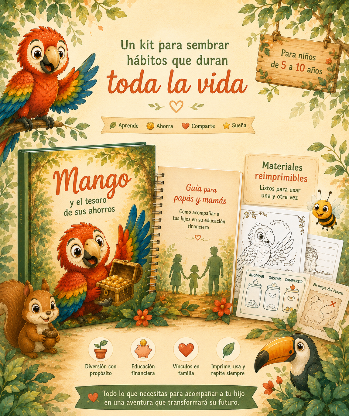 Educación financiera para niños de 5 a 12 años en Fábulas +  Actividades reimprimibles